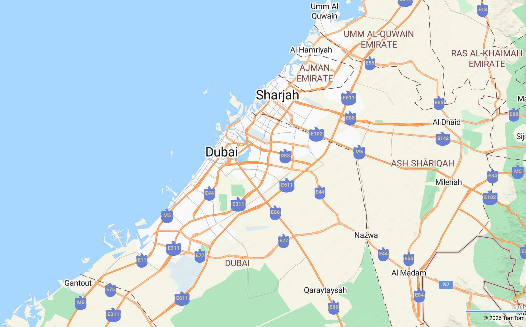 el mapa de Dubai