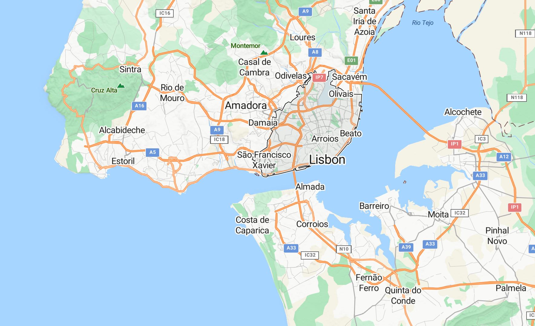 el mapa de Lisboa